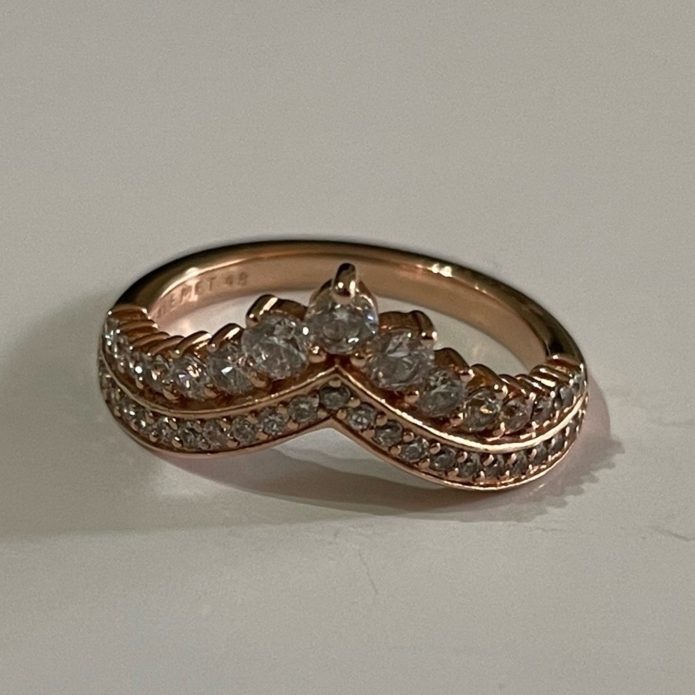 Pandora princess wishbone ring in rose gold